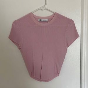 Pink cropped Zara ribbed top!